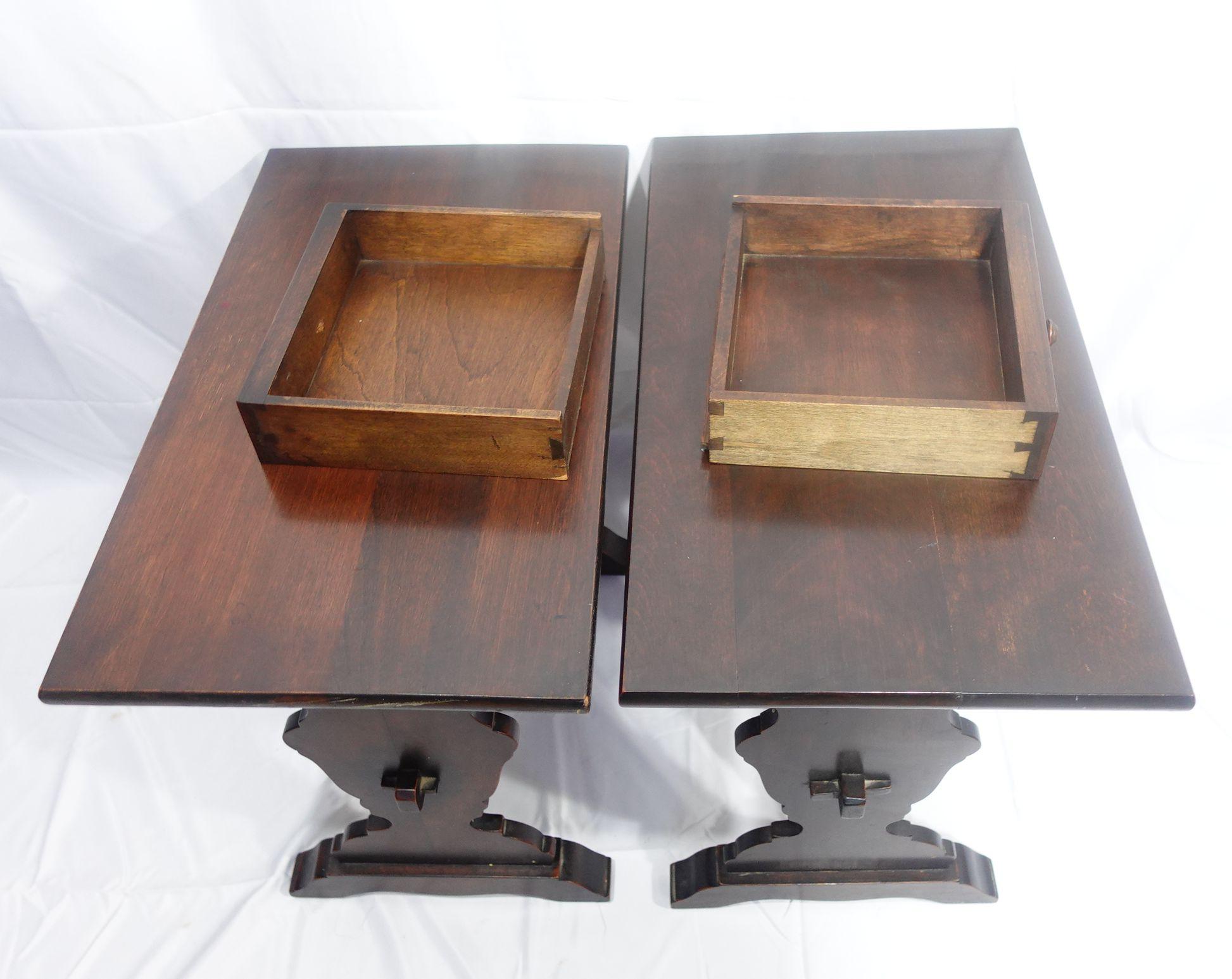 Antique Pair of Italian Baroque Style Walnut  Trestle Side Tables, 19th Century  For Sale 10
