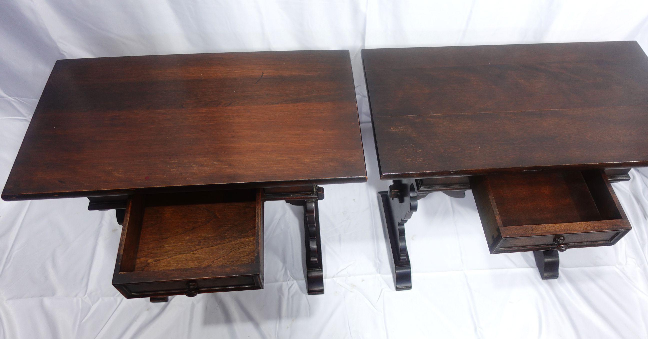 Antique Pair of Italian Baroque Style Walnut  Trestle Side Tables, 19th Century  For Sale 2