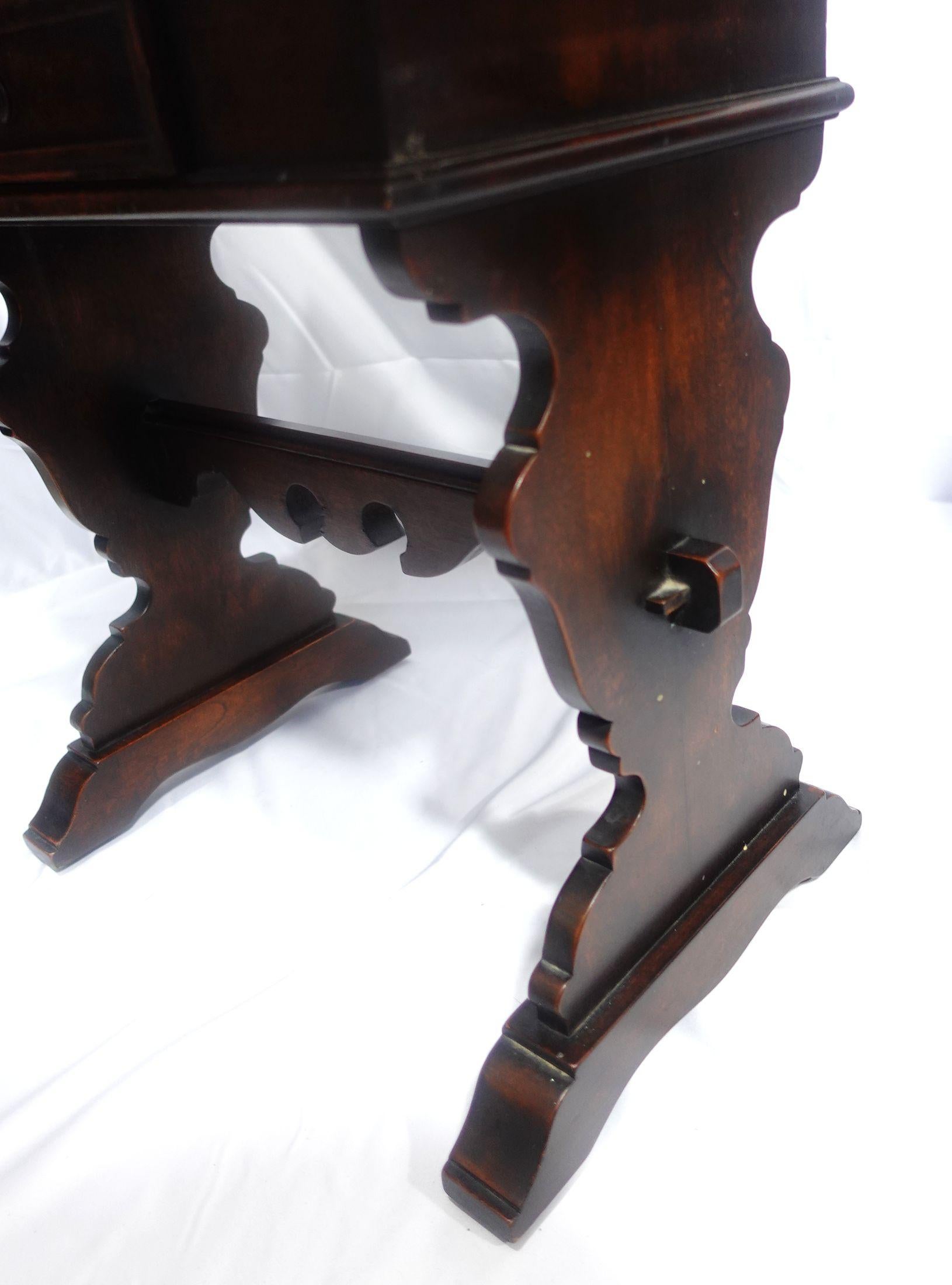 Antique Pair of Italian Baroque Style Walnut  Trestle Side Tables, 19th Century  For Sale 4