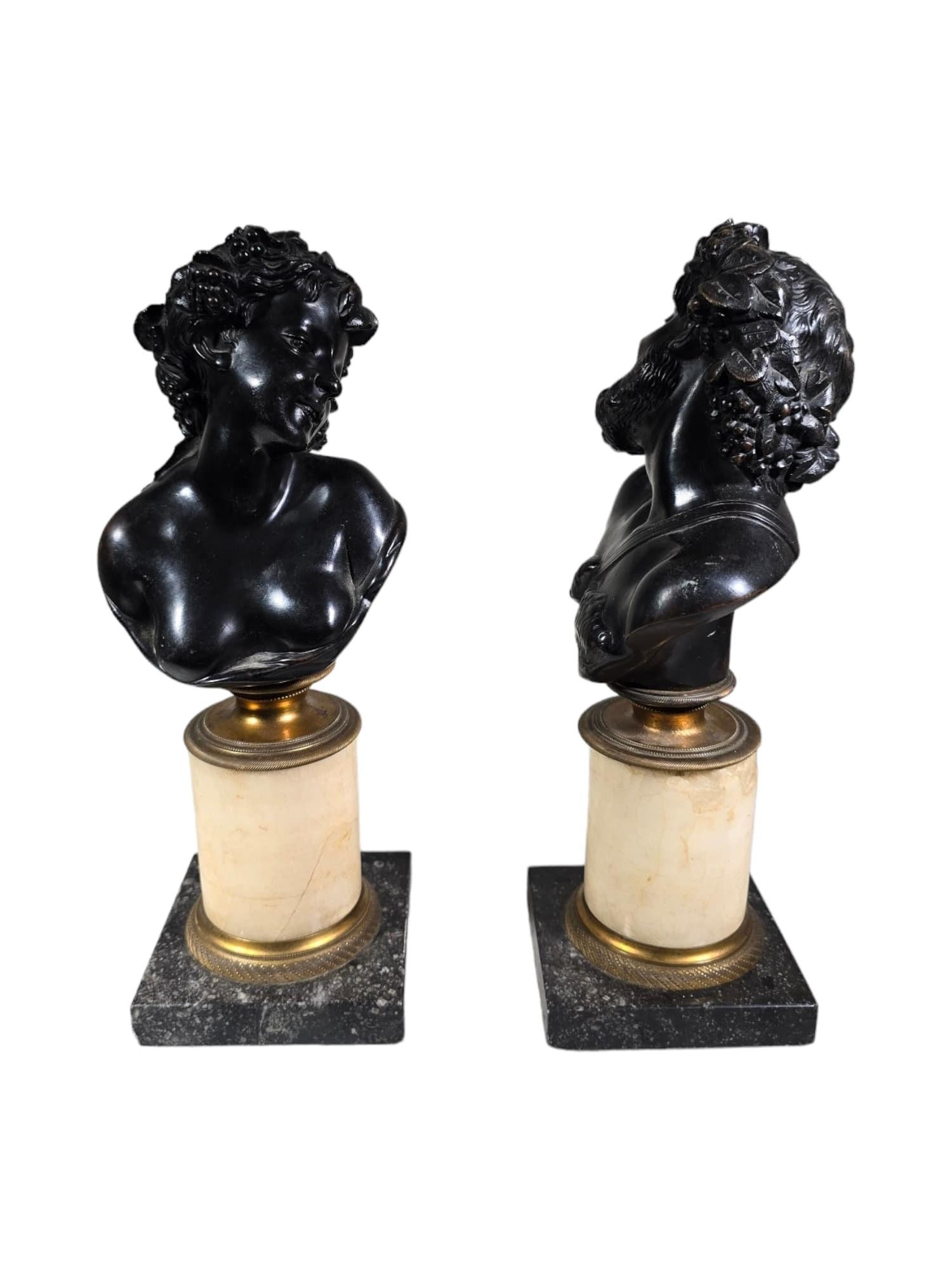Antique Pair of Italian Bronze Busts: Dionysus and Ariadne, 19th Century For Sale 6