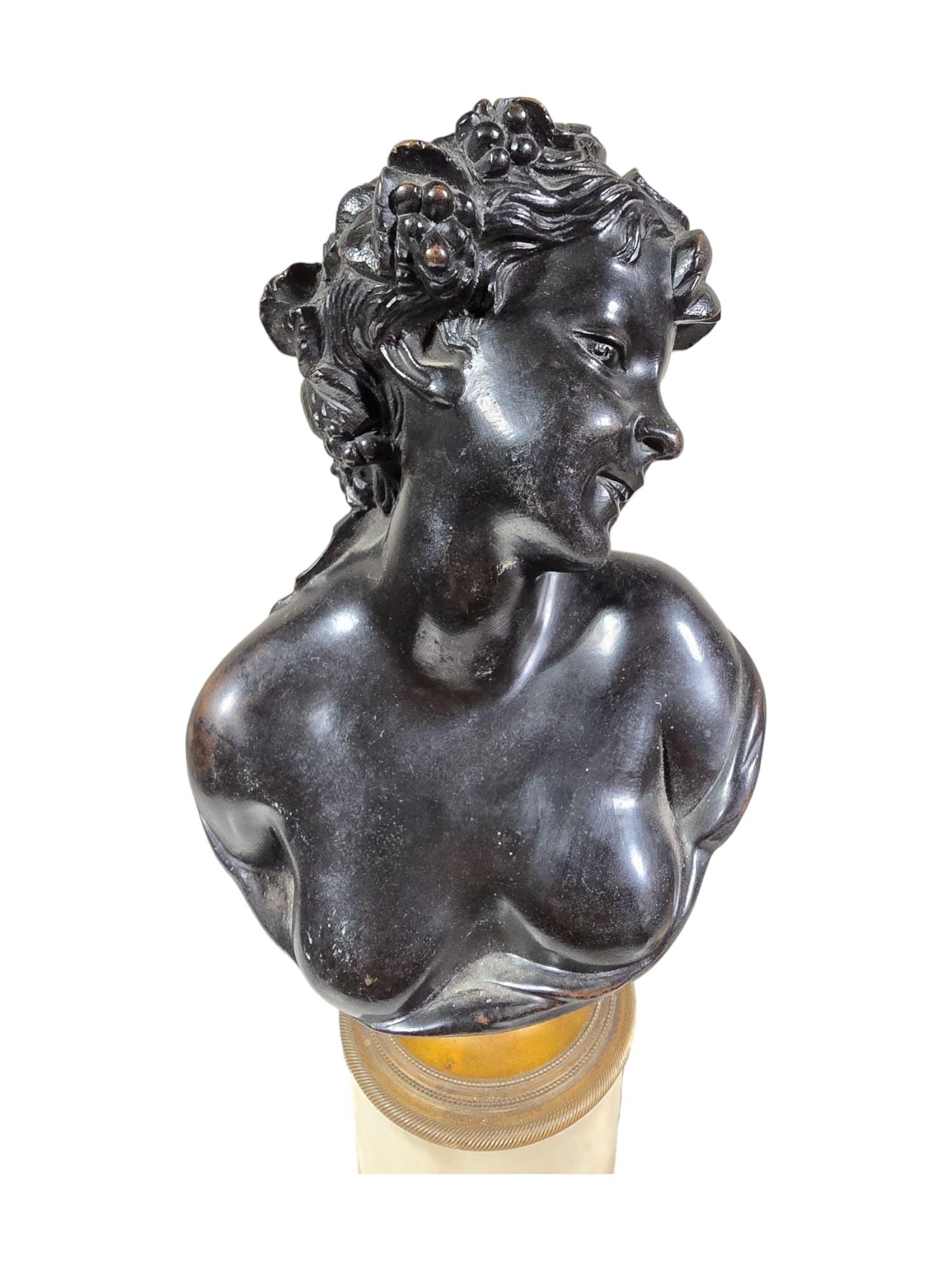 Antique Pair of Italian Bronze Busts: Dionysus and Ariadne, 19th Century For Sale 7