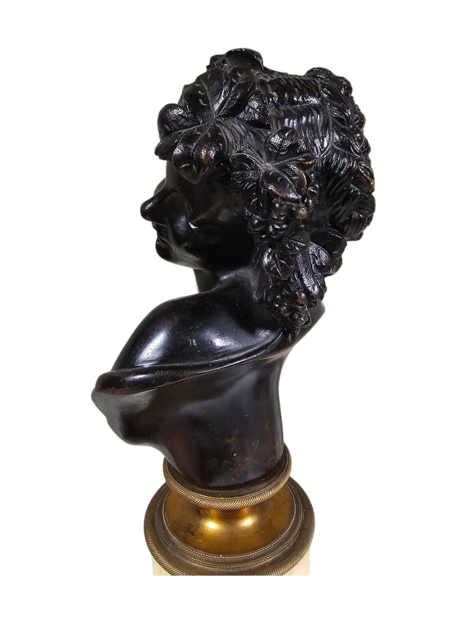 Antique Pair of Italian Bronze Busts: Dionysus and Ariadne, 19th Century For Sale 3