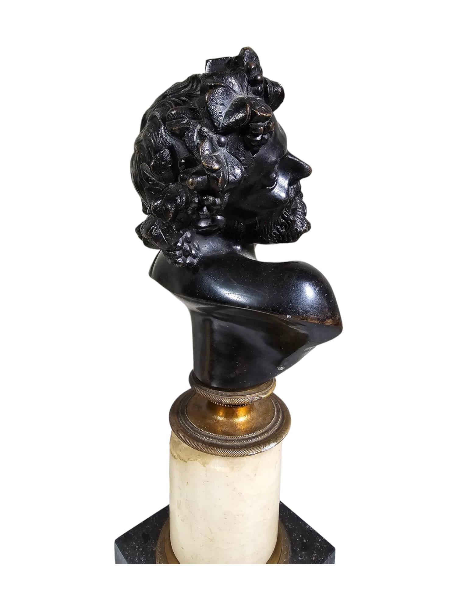 Antique Pair of Italian Bronze Busts: Dionysus and Ariadne, 19th Century For Sale 5