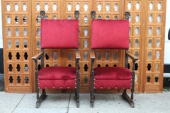 Antique Pair of Italian Carved Wood Throne Chairs