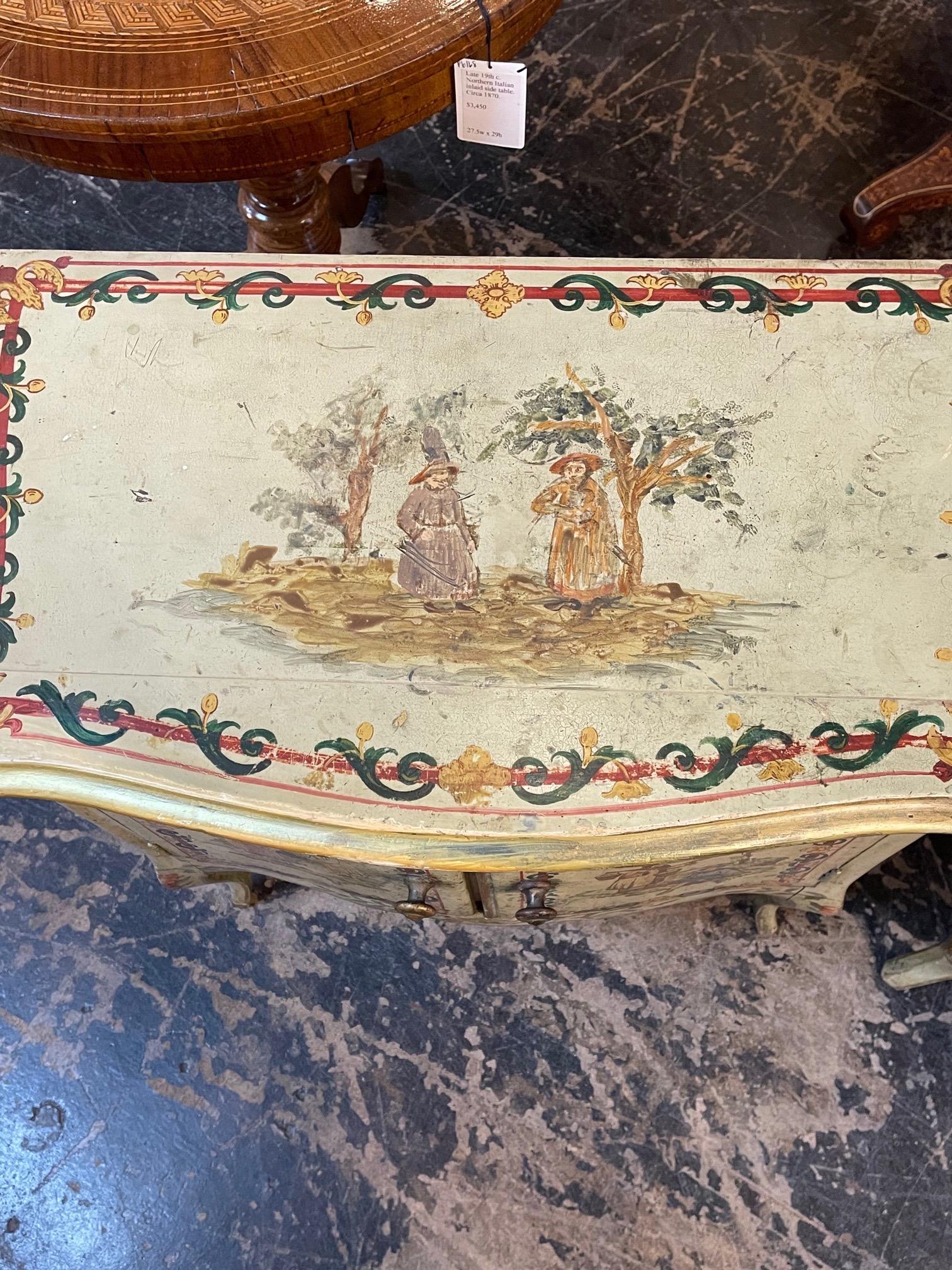 Antique pair of Italian Chinoiserie Decorated Bedside Tables For Sale 2