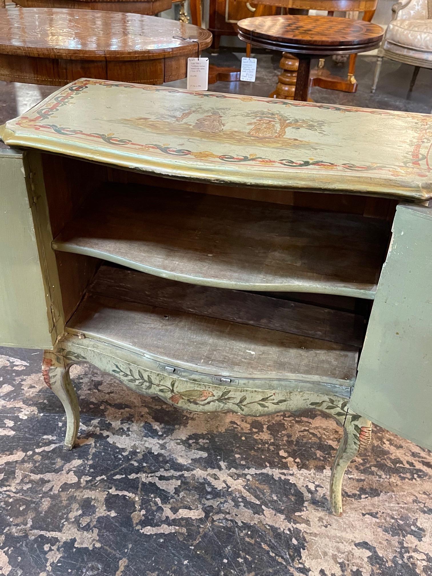 Antique pair of Italian Chinoiserie Decorated Bedside Tables For Sale 4