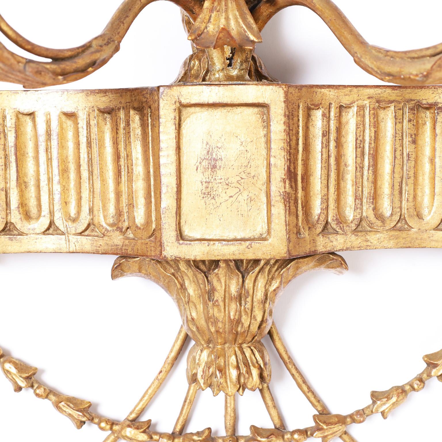 Antique Pair of Italian Gilt Wall Sconces For Sale 2