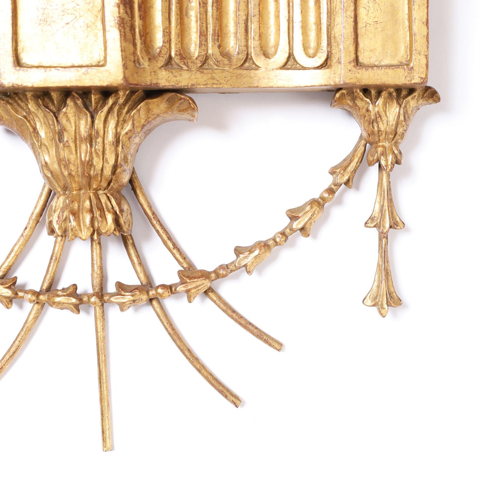 Antique Pair of Italian Gilt Wall Sconces For Sale 3