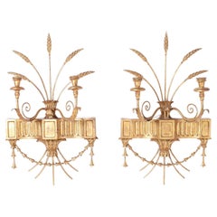 Antique Pair of Italian Gilt Wall Sconces