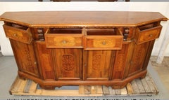 Antique Pair of Italian Marquetry Tapered Sideboards in Walnut