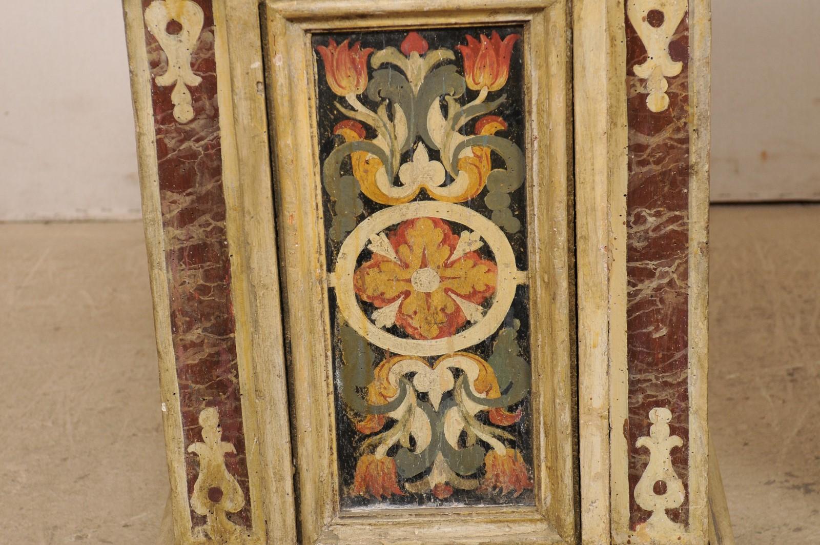 Antique Pair of Italian Wooden Pedestals with Original Artisan Paint 6
