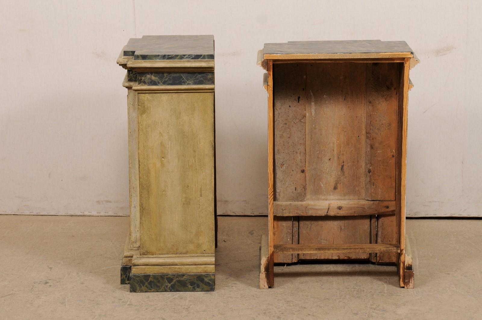 Antique Pair of Italian Wooden Pedestals with Original Artisan Paint 4