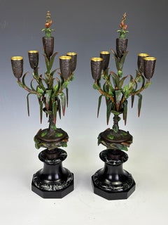 Antica coppia di candelabri in bronzo dipinto a freddo di James Pradier - XIX secolo Fre