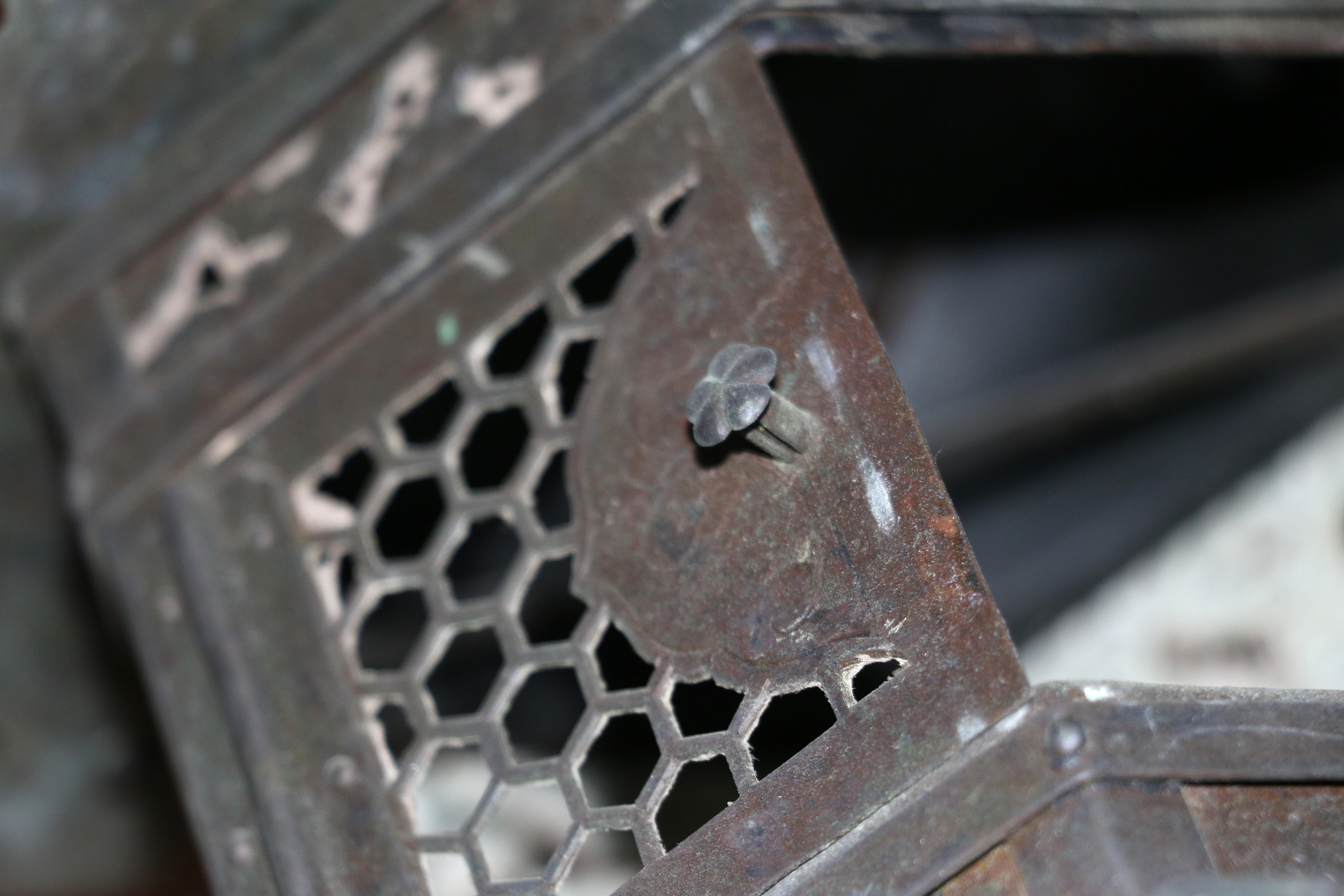 Antique Pair of Japanese Temple Hanging Bronze Lantern For Sale 9