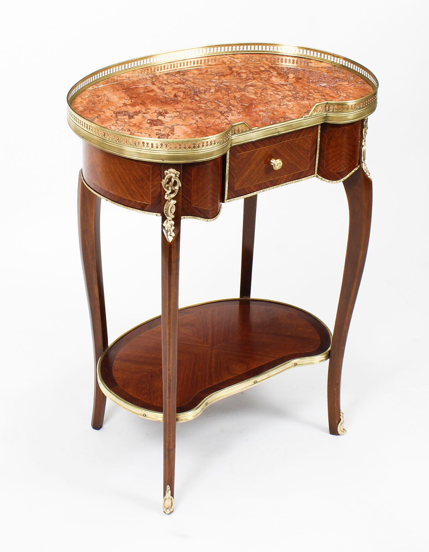 Louis XVI Antique Pair of Kidney Occassional Tables or Bedside Cabinets, 19th Century