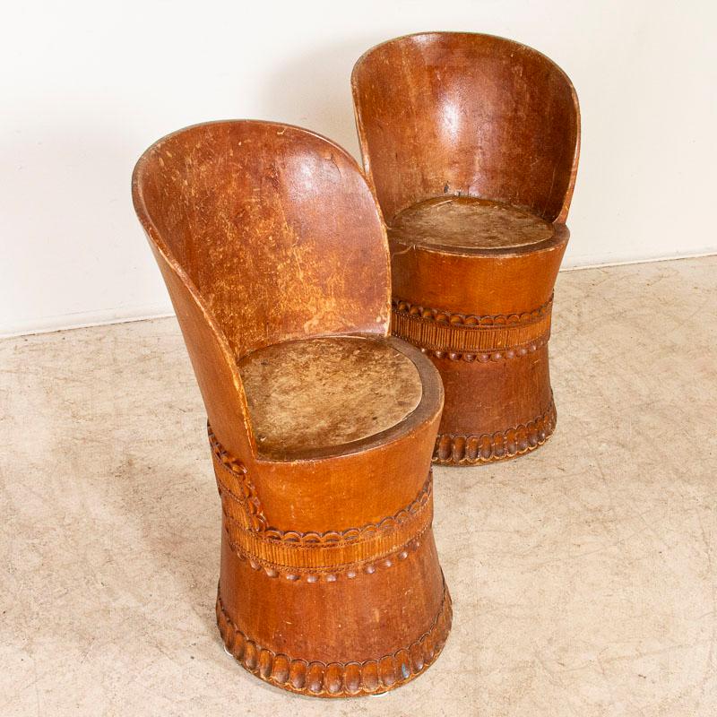19th Century Antique Pair of Kubbestol Chairs from Norway