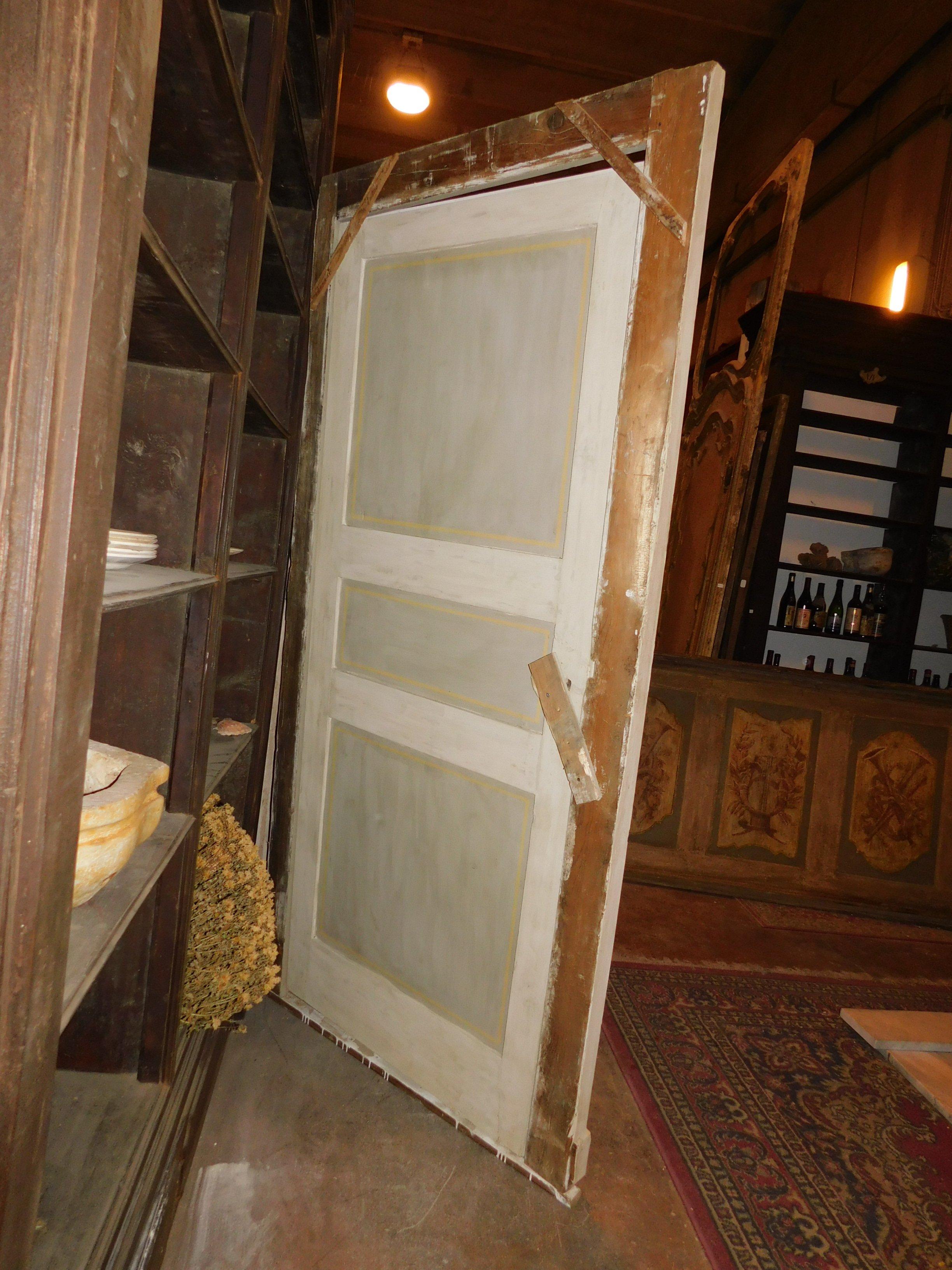 Paire de portes laquées anciennes, cadre d'origine, 19ème siècle, Italie en vente 4