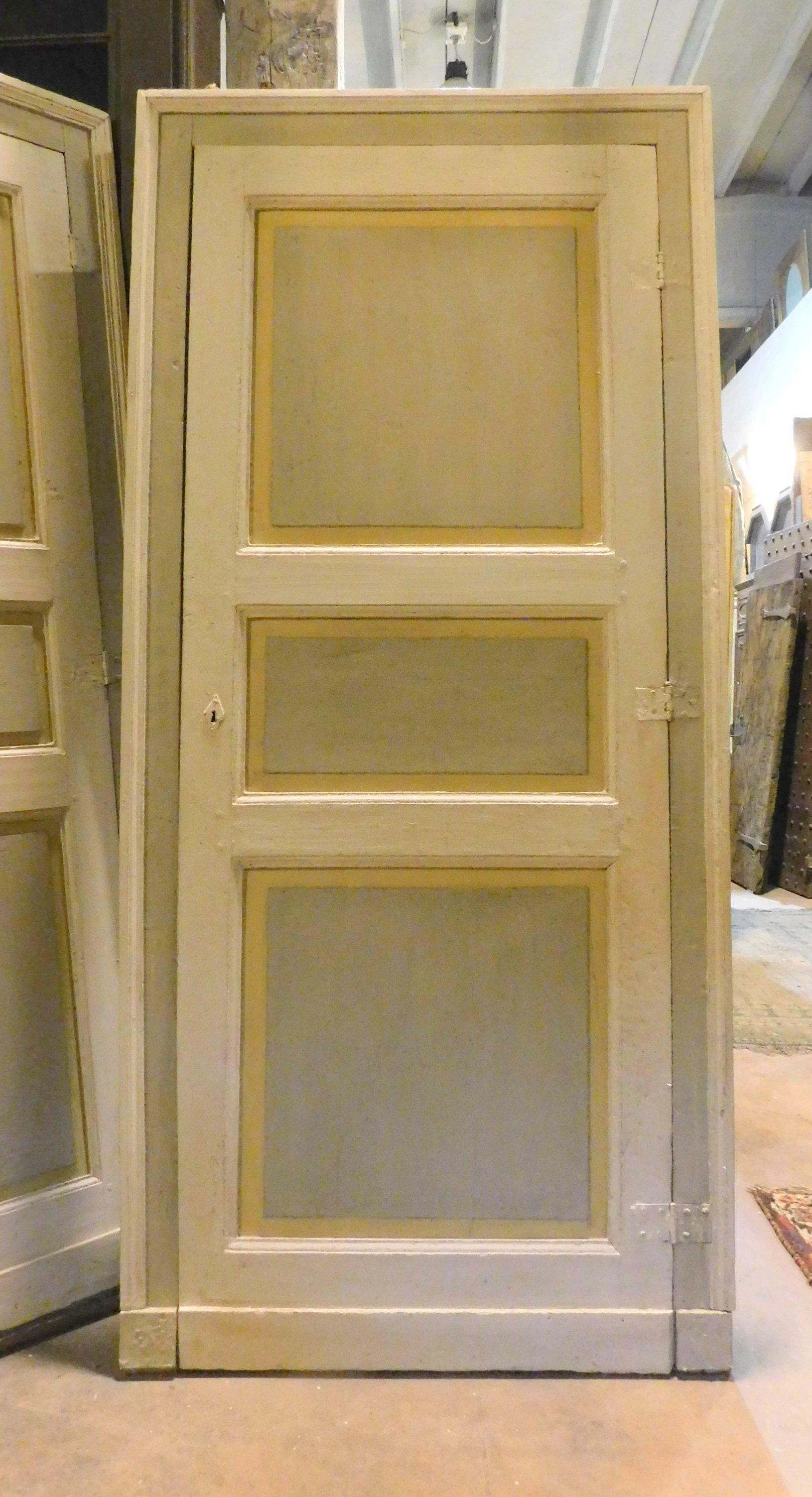 Antique Pair of Lacquered Doors, Original Frame, 19th Century, Italy In Good Condition For Sale In Cuneo, Italy (CN)