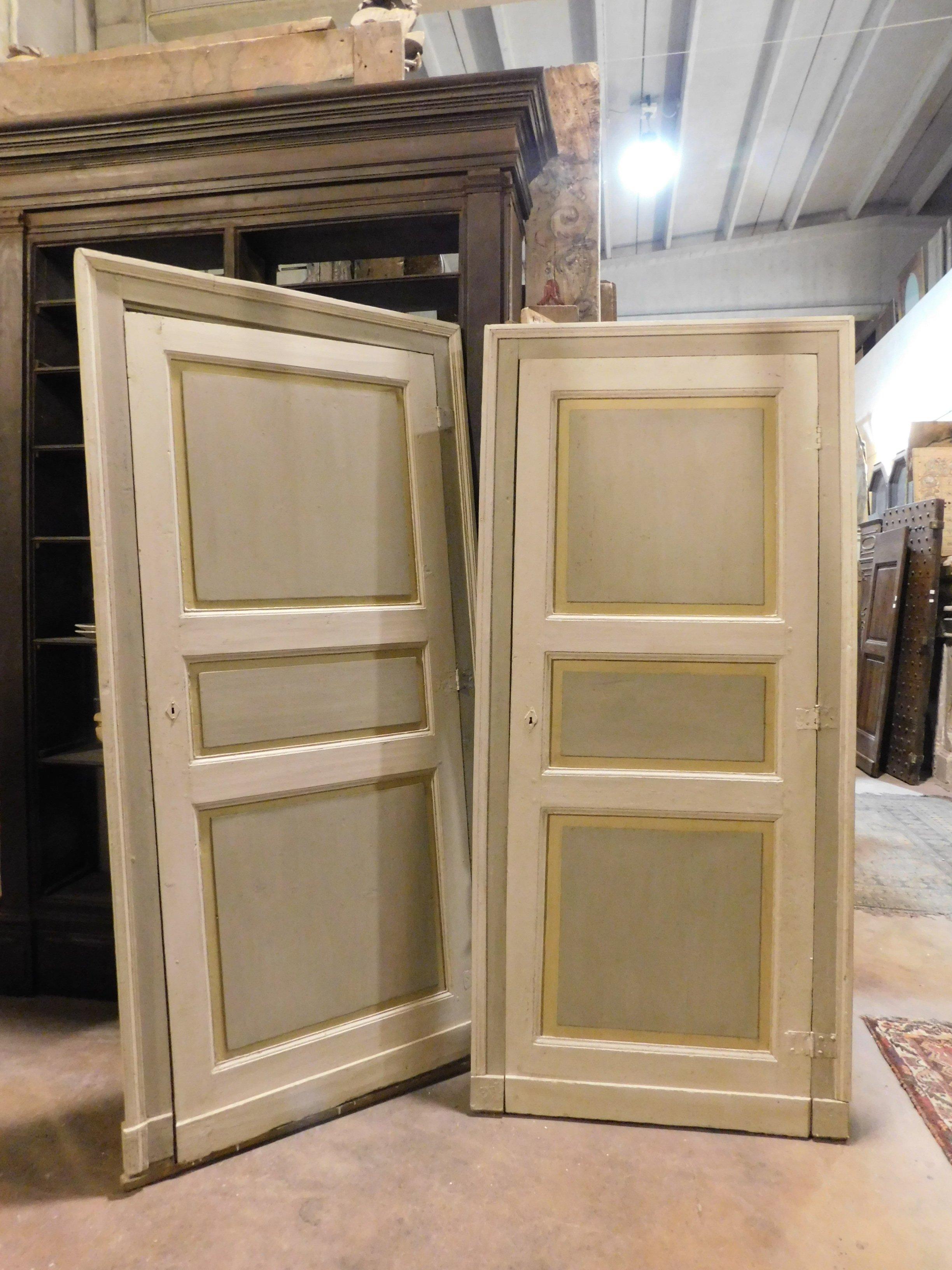 Antikes Paar lackierter Türen, Originalrahmen, 19. Jahrhundert, Italien im Angebot 2