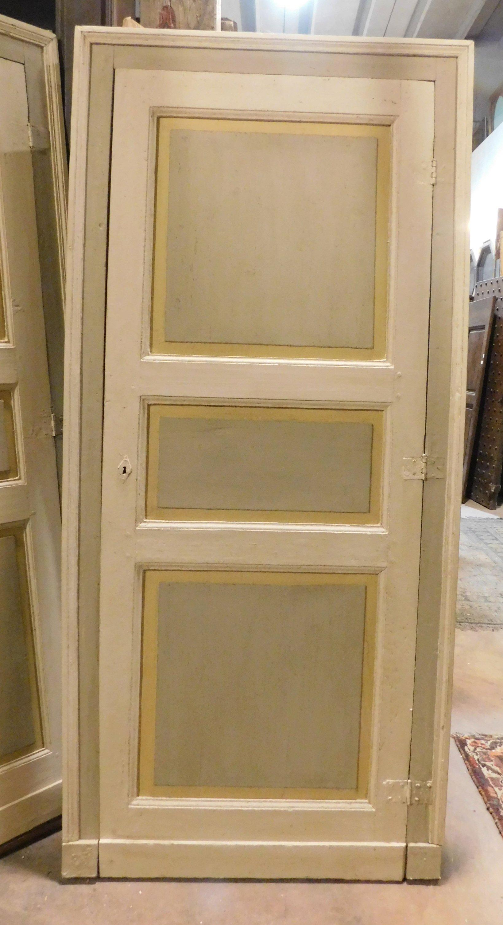 Antique Pair of Lacquered Doors, Original Frame, 19th Century, Italy For Sale 3