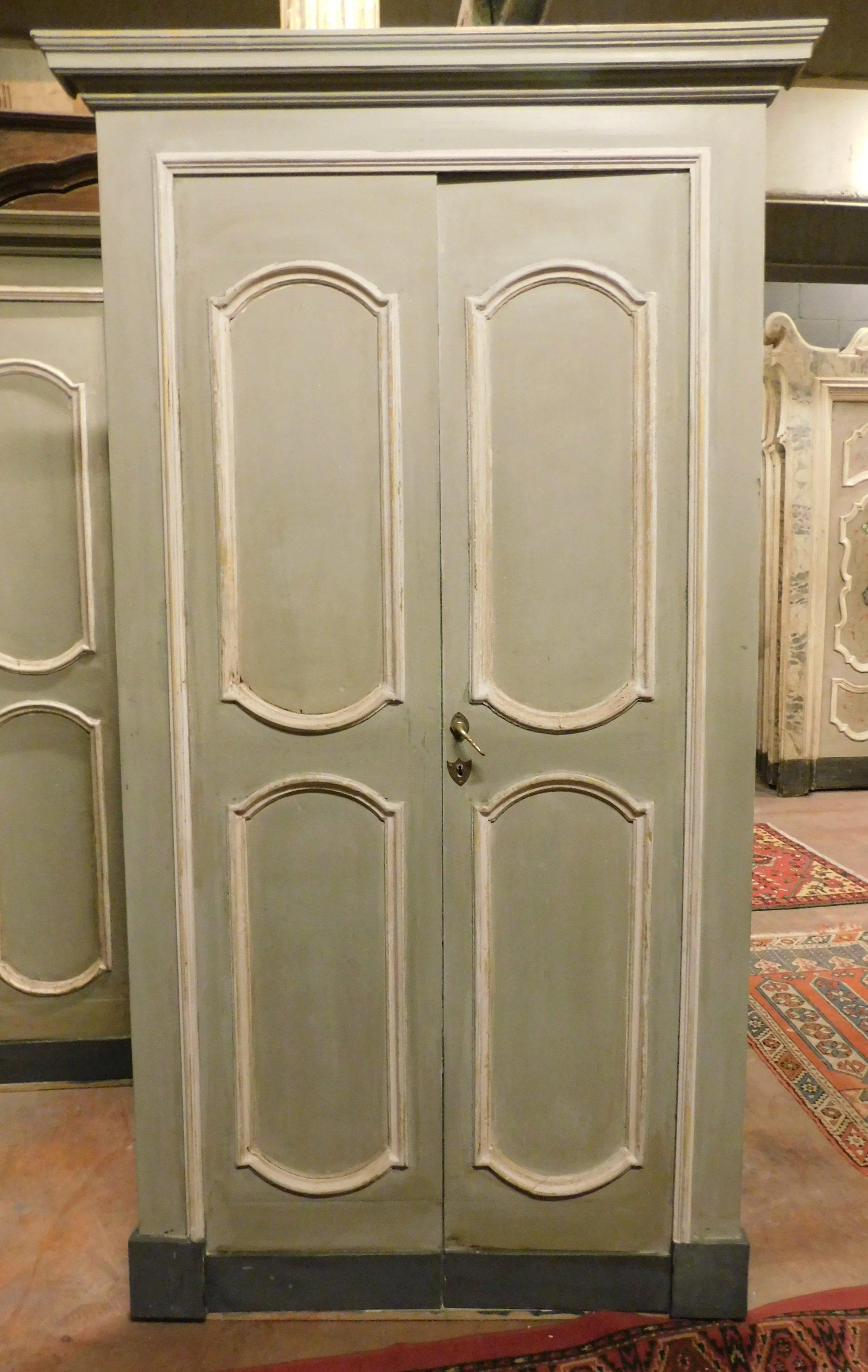 Antique Pair of Lacquered Double Doors with Frame, 18th Century, Italy 1