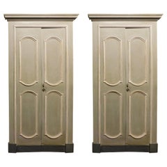 Antique Pair of Lacquered Double Doors with Frame, 18th Century, Italy