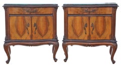 Antique Pair of large C1925 Figured Walnut Bedside Tables Nightstands