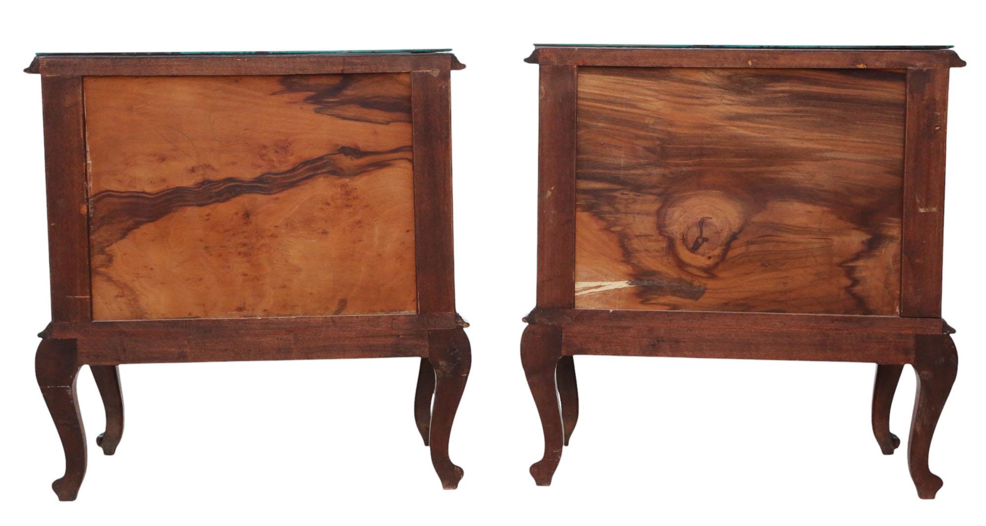 Antica coppia di grandi comodini in noce figurato C1925 Comodini in vendita 3