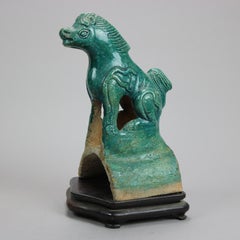 Antique Pair of Large Chinese Hand Crafted Terracotta Horse Figures, 19th C
