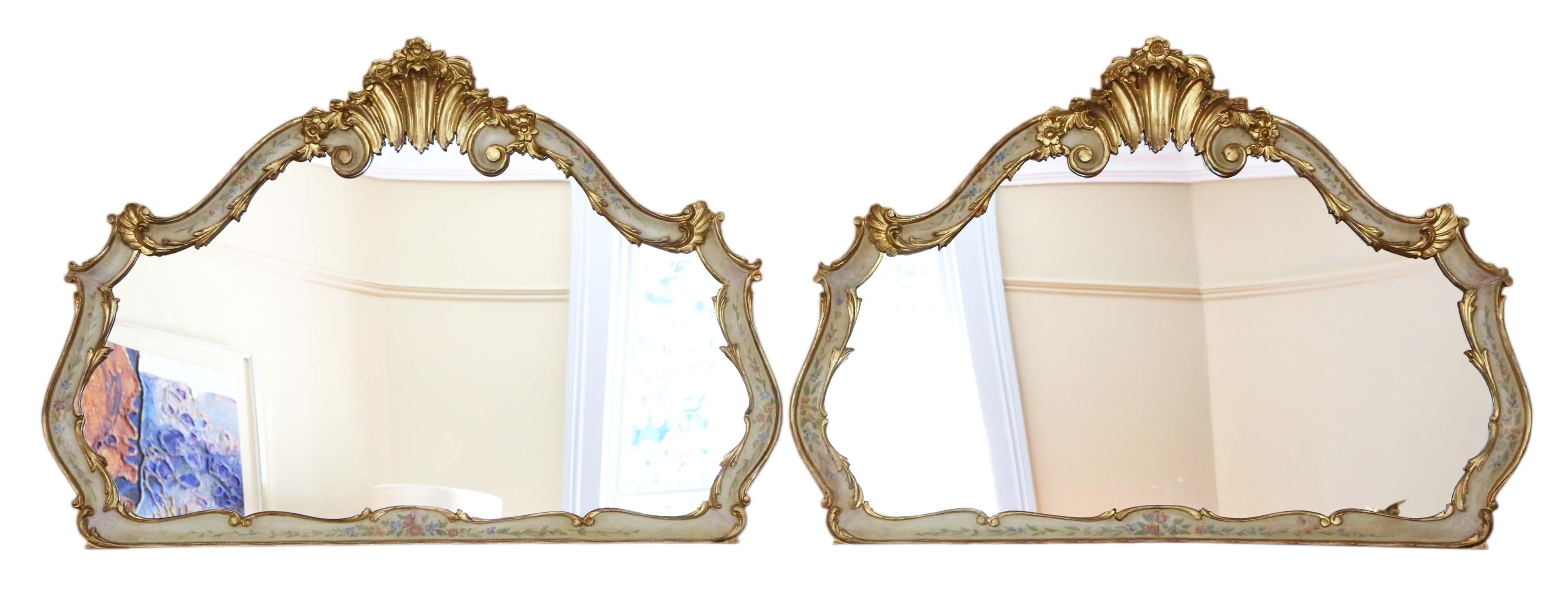 Antique Pair of Large Decorated Gilt Wall Mirrors, 19th Century For Sale 7