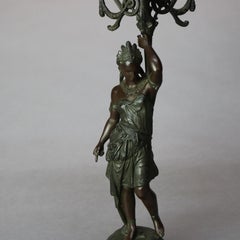 Antique Pair of Large Figural Anglo-Indian Bronzed Metal Candelabra, Circa 1890