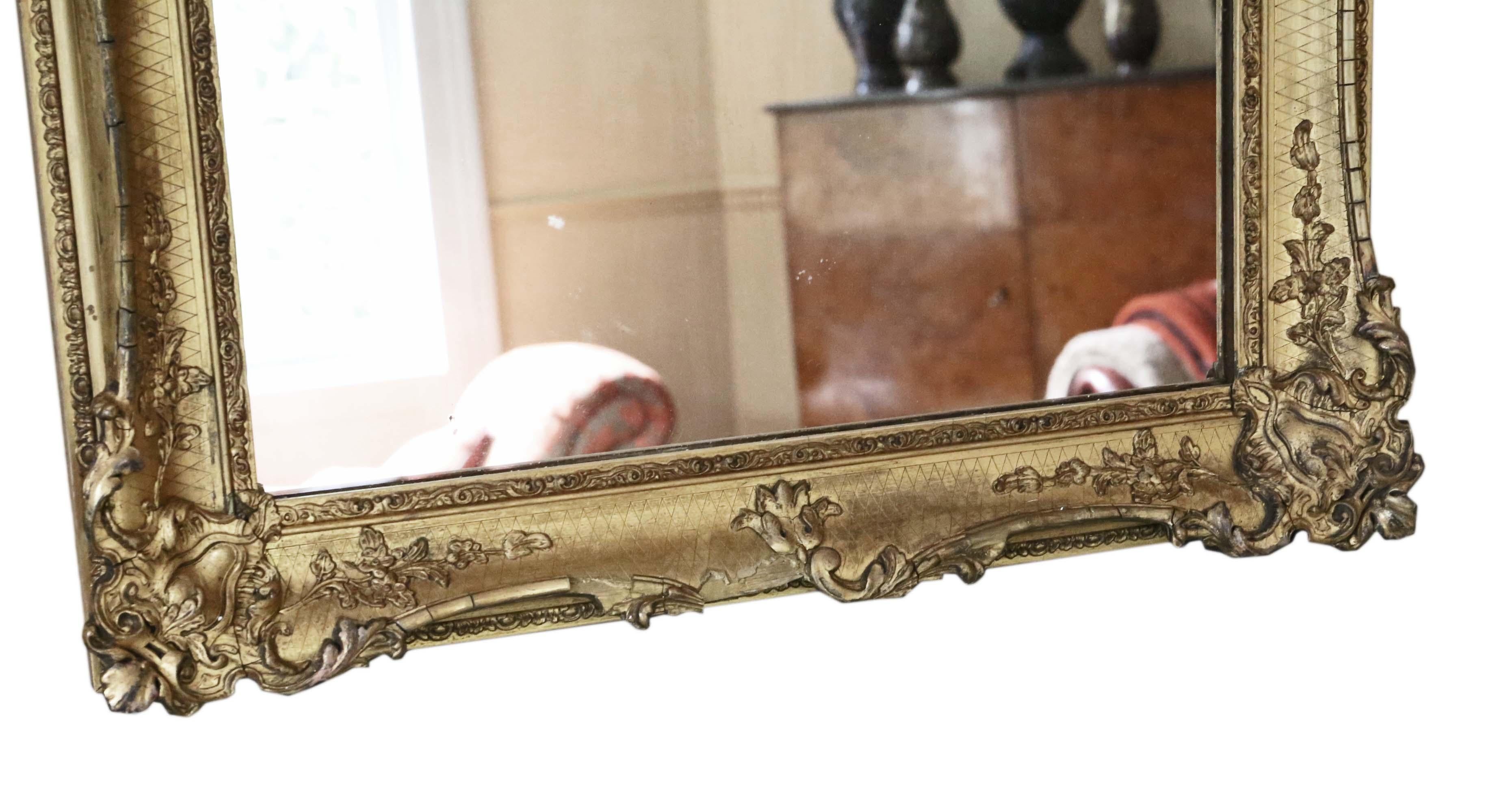 Antique Pair of Large Gilt Wall Overmantle Mirrors, 19th Century In Good Condition In Wisbech, Cambridgeshire