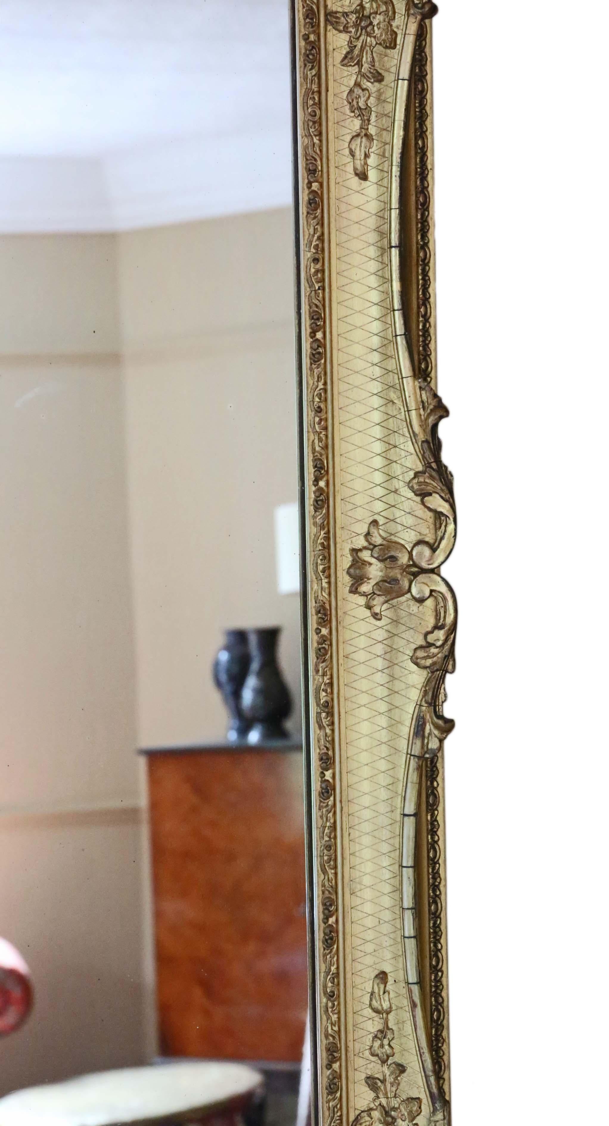 Antique Pair of Large Gilt Wall Overmantle Mirrors, 19th Century 4