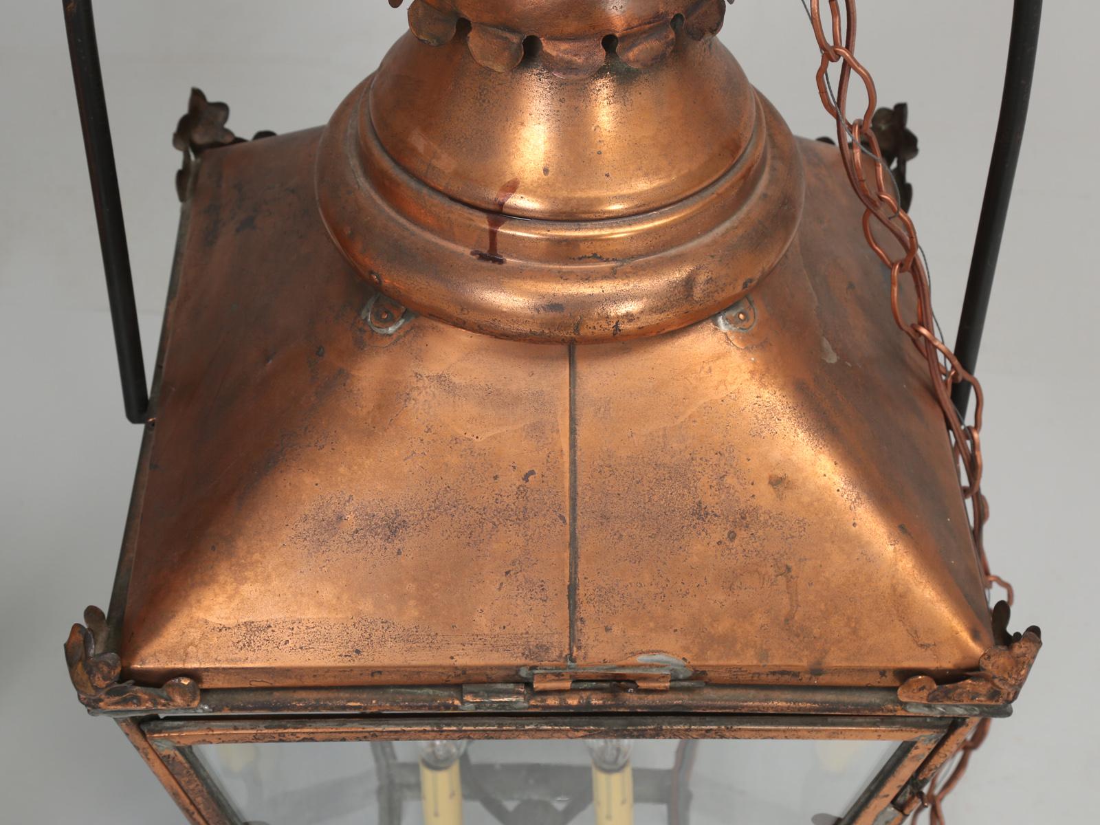Antique Pair of Large Handmade French Copper Lanterns 4