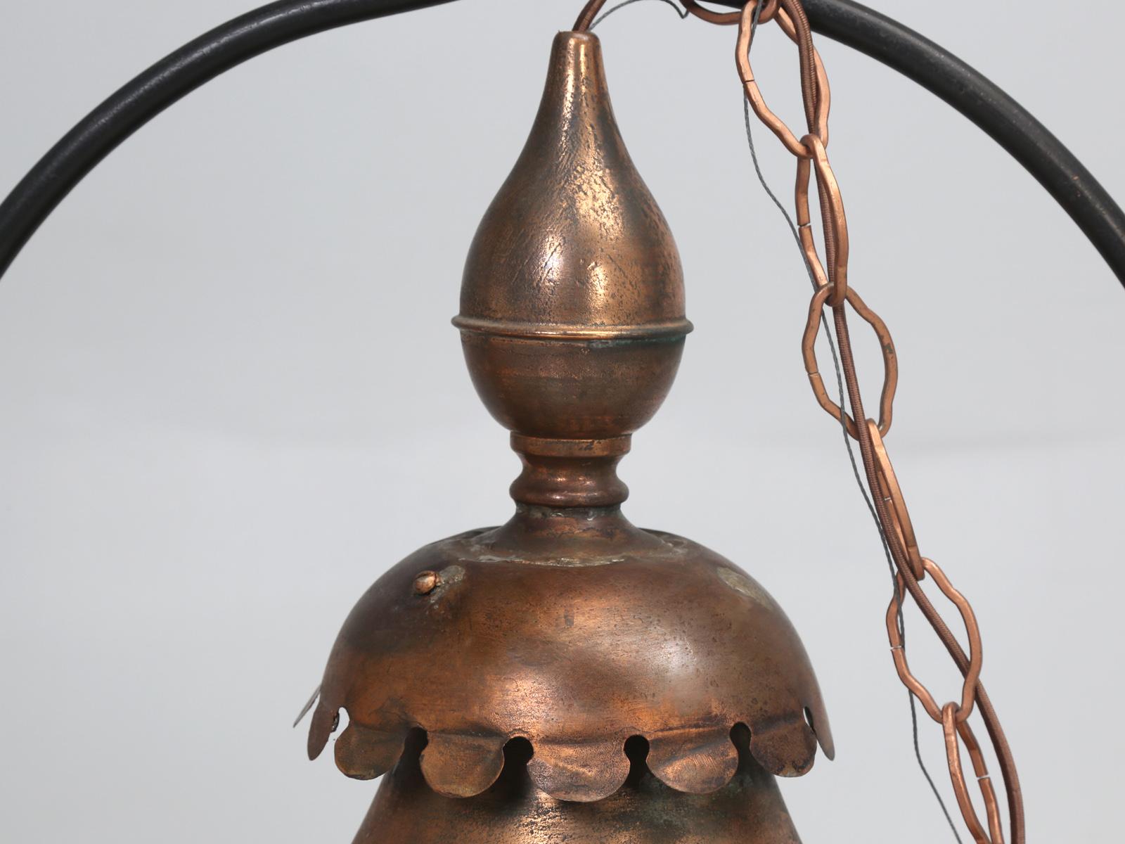 Country Antique Pair of Large Handmade French Copper Lanterns