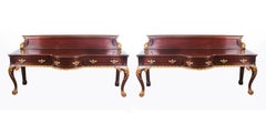 Antique Pair of Mahogany and Gilt Serving Tables, 19th Century