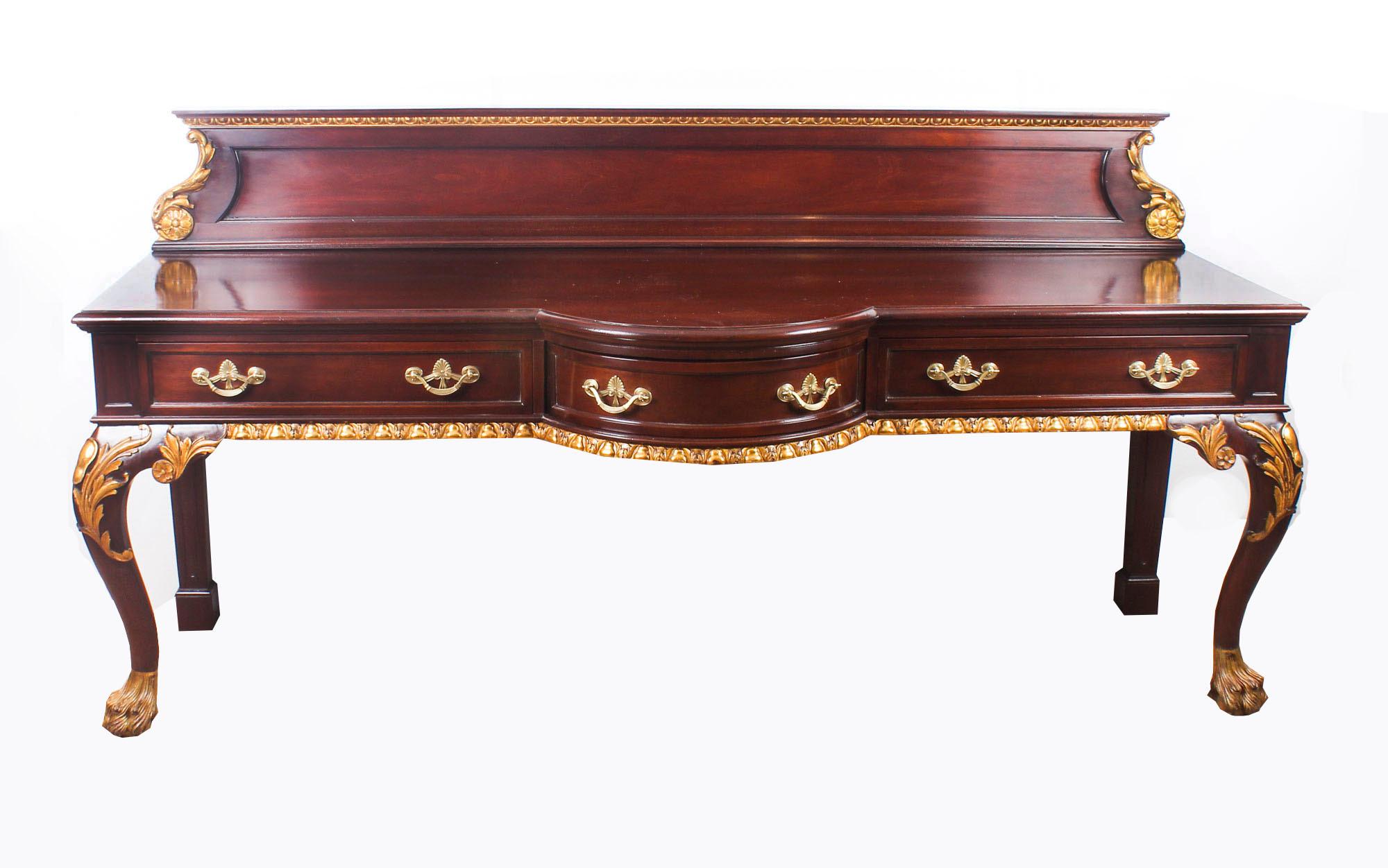 George II Antique Pair of Mahogany and Gilt Serving Tables, 19th Century