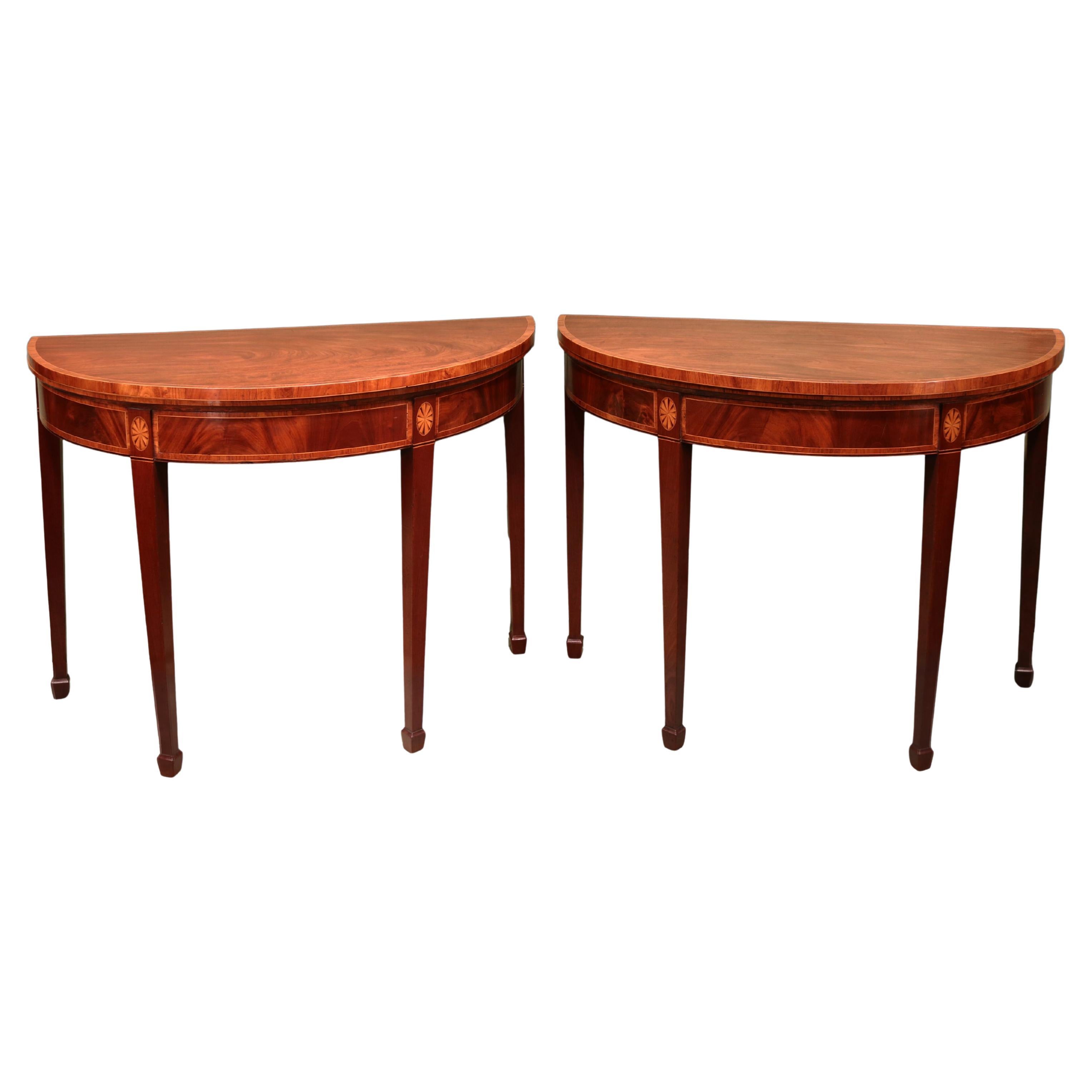 Antique pair of late 18th century mahogany card tables