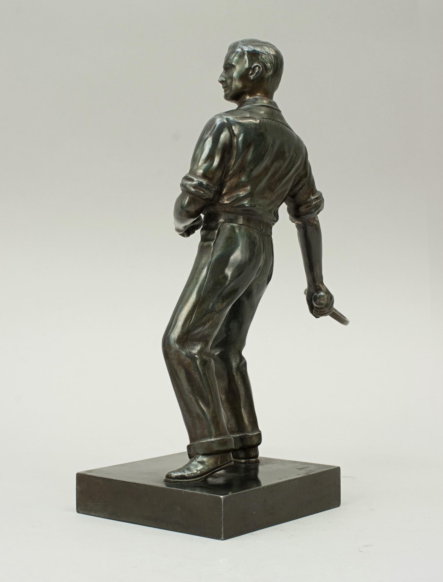Antique Pair of Lawn Tennis Figures in Spelter, Doherty Brothers 5