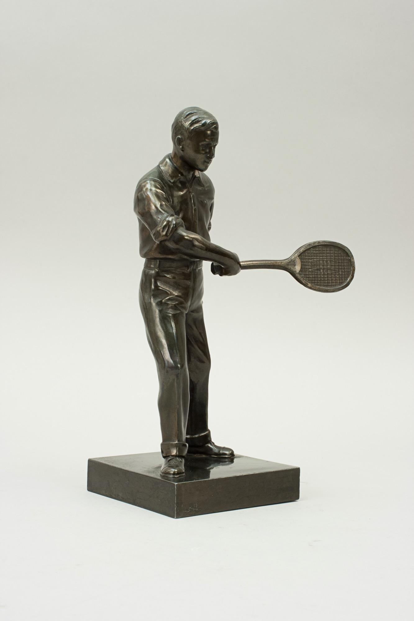 Antique Pair of Lawn Tennis Figures in Spelter, Doherty Brothers 7
