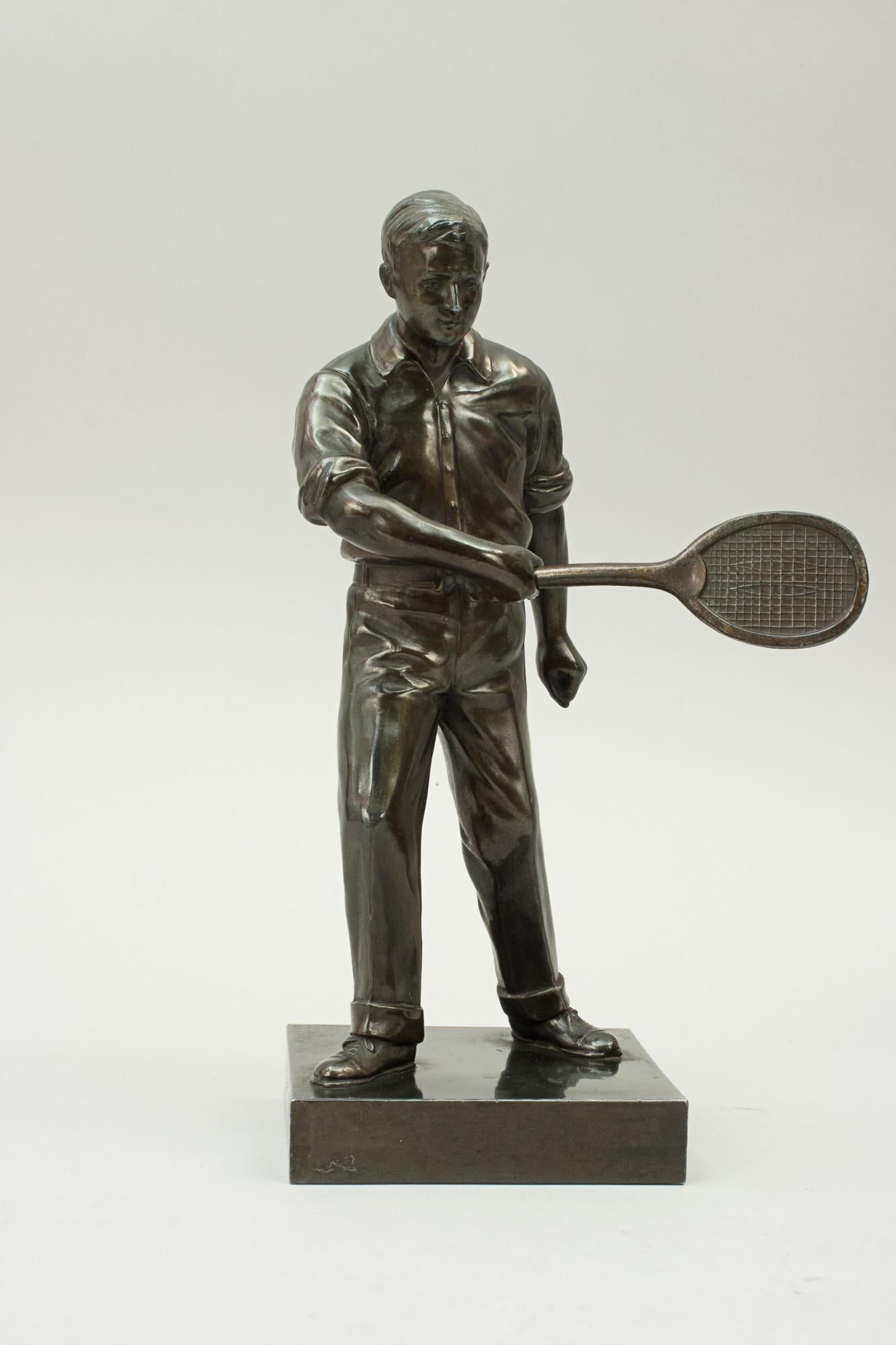 Antique Pair of Lawn Tennis Figures in Spelter, Doherty Brothers 8