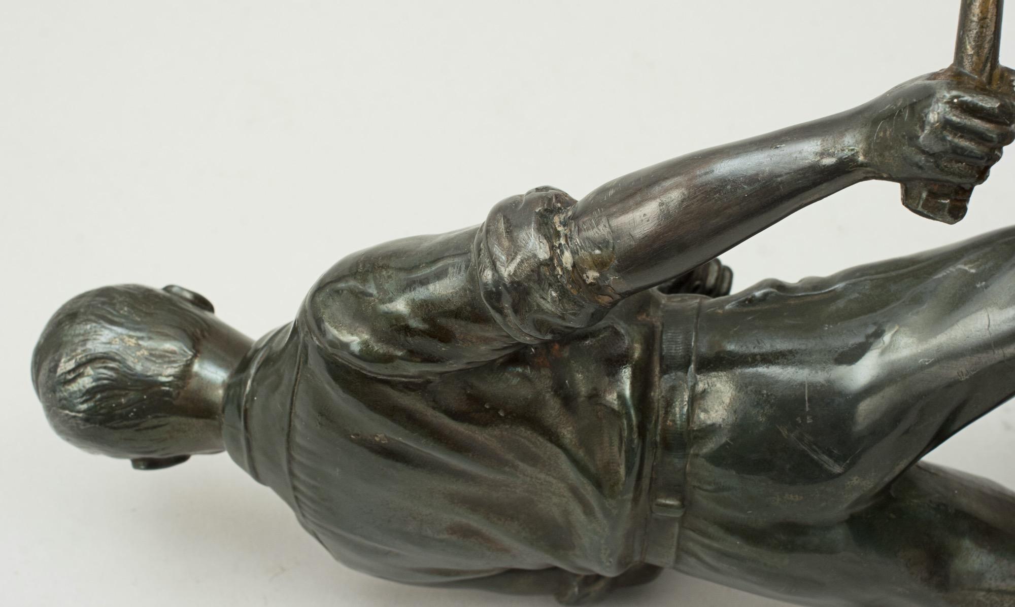 Antique Pair of Lawn Tennis Figures in Spelter, Doherty Brothers 10
