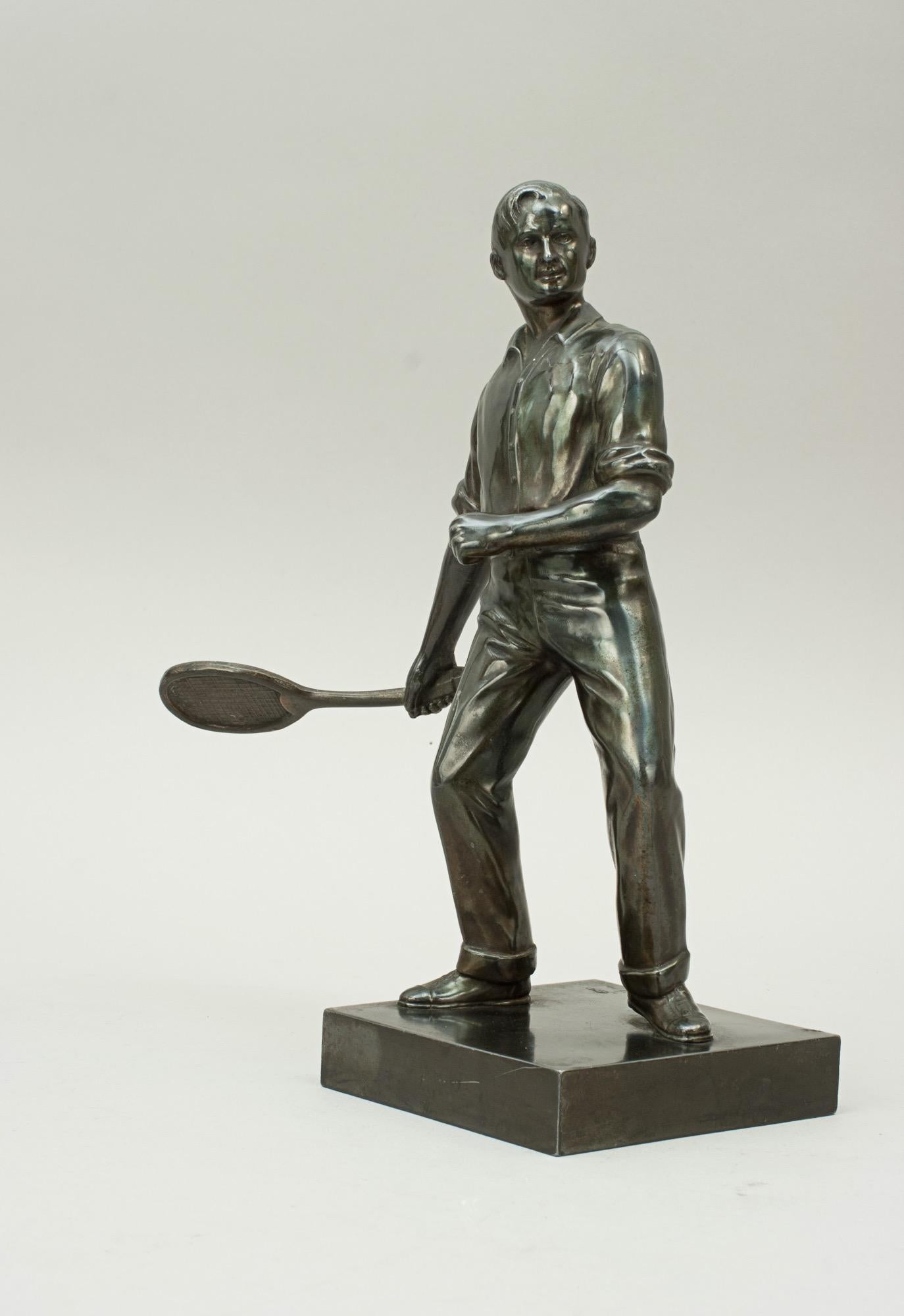 Sporting Art Antique Pair of Lawn Tennis Figures in Spelter, Doherty Brothers