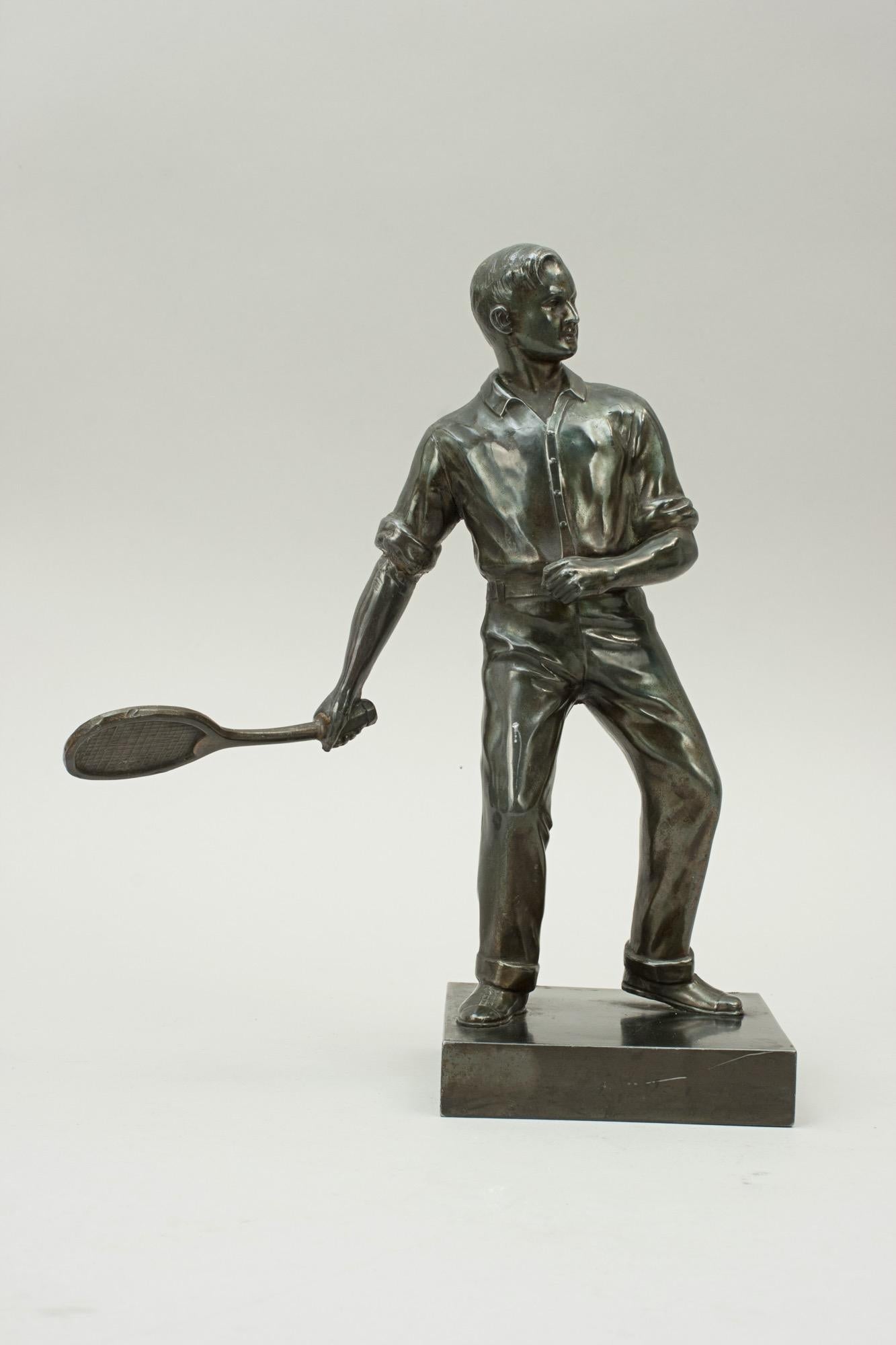 Antique Pair of Lawn Tennis Figures in Spelter, Doherty Brothers In Good Condition In Oxfordshire, GB