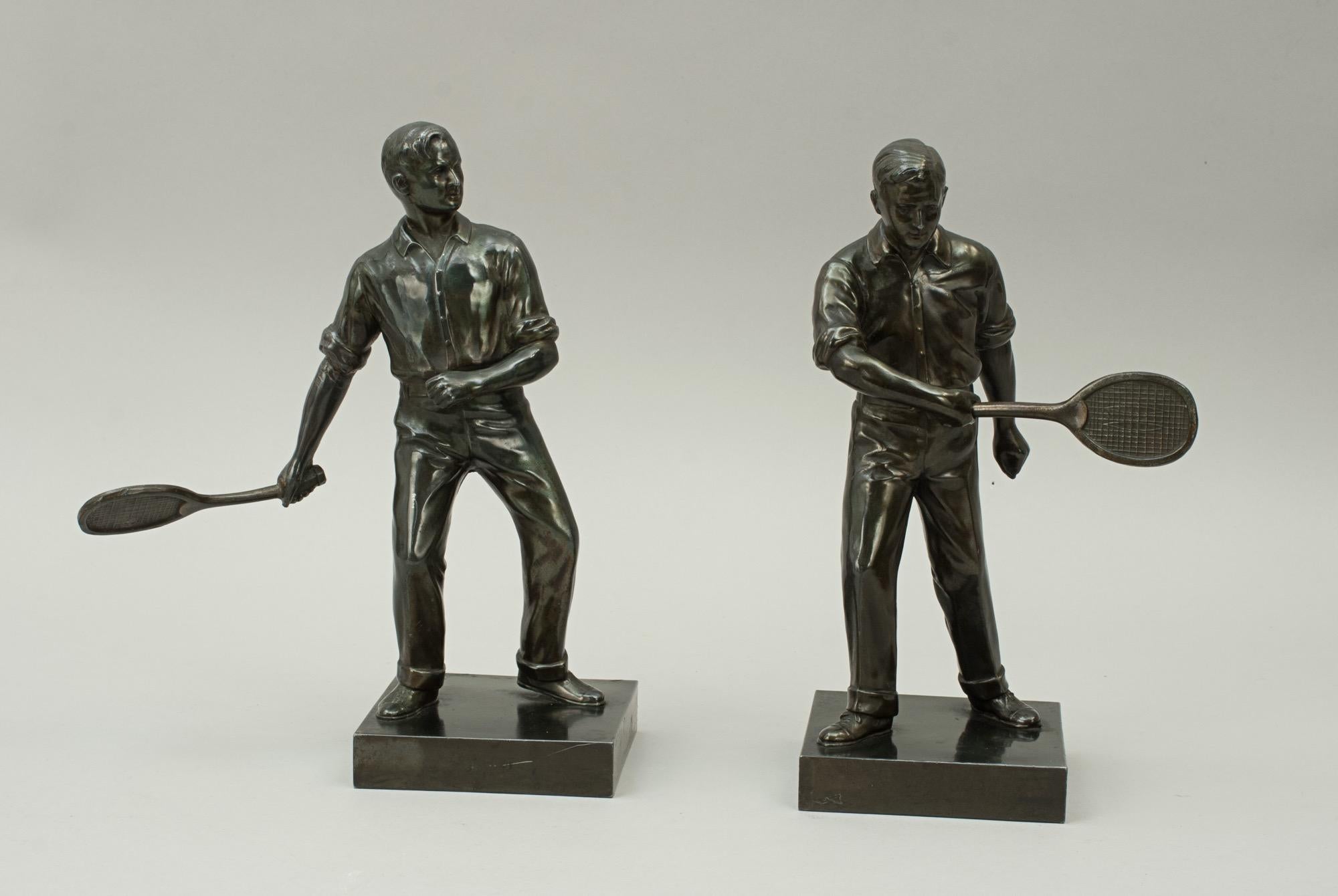 Early 20th Century Antique Pair of Lawn Tennis Figures in Spelter, Doherty Brothers