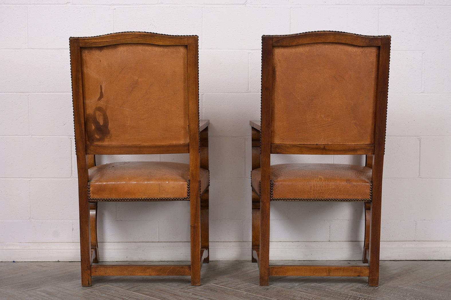 Antique Pair of Leather Armchairs 4