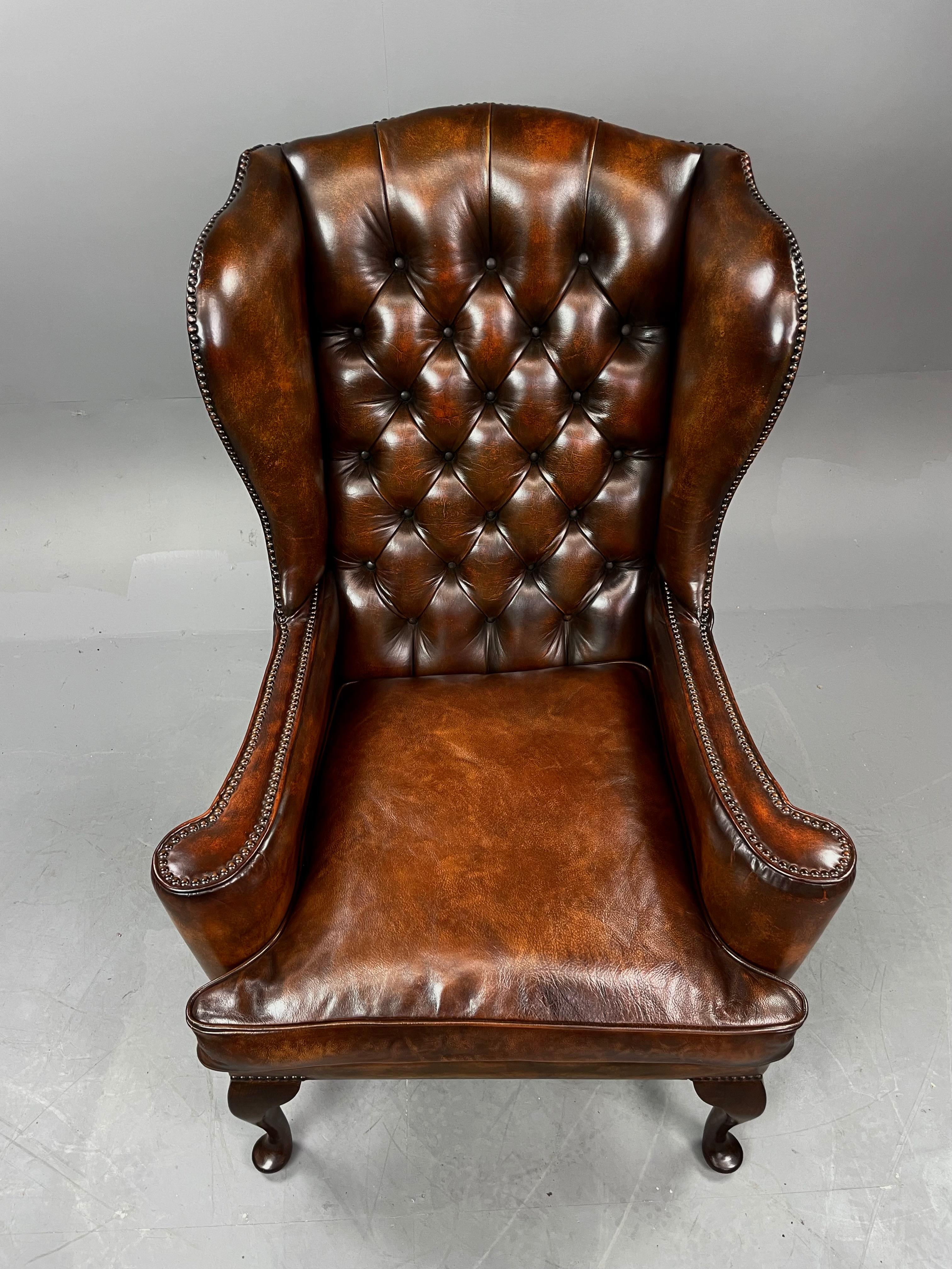 Georgian Antique Pair of Leather Wing Chairs