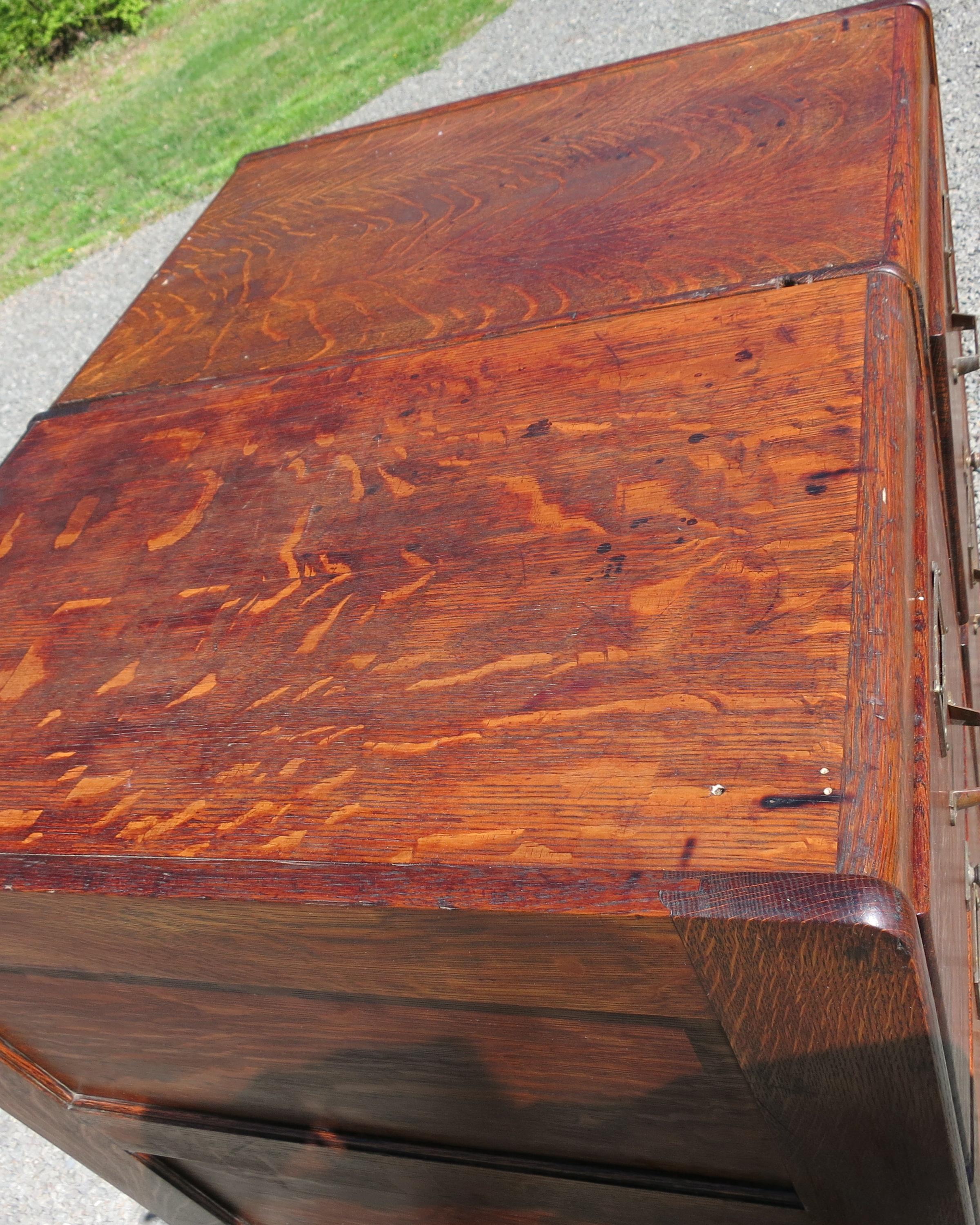  Pair of Antique Library Bureau Sole Makers File Cabinets. These cabinets join together with open sides and can be bolted together, pushed up next to each other they sit flush.  {bolts not included} They have fading. losses, and some scratches,