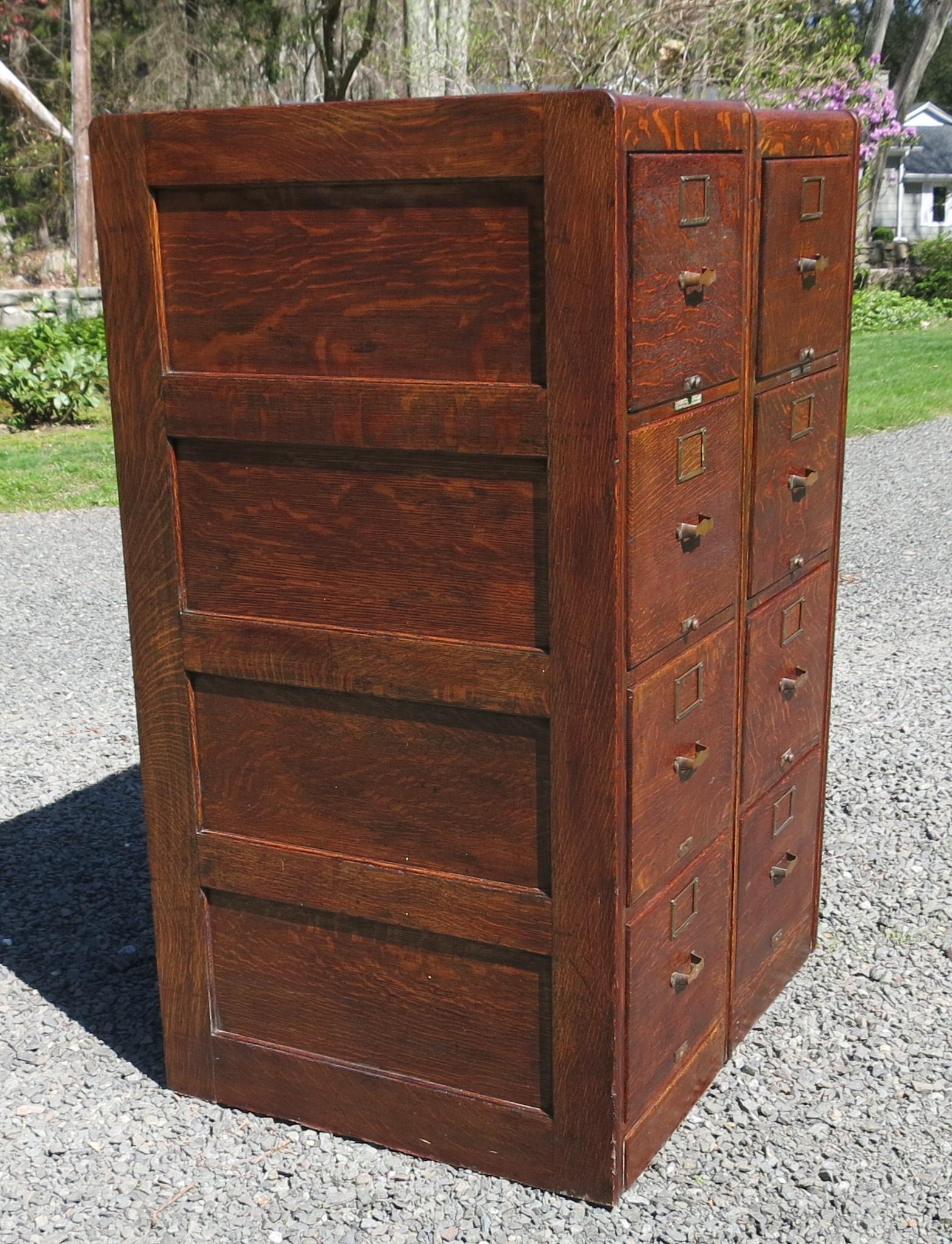 Arts and Crafts Antique pair of Library Bureau Sole Makers File Cabinets
