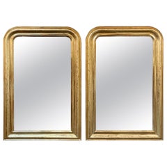 Antique Pair of Louis Philippe Gold Giltwood Mirrors